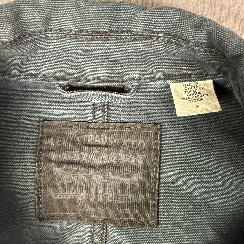 Levi's Engineer's Chore Coat Work Jacket Shacket Mens M Caviar Grey Pockets - Picture 3 of 12